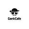 Cool logo gankcafe, with mug eye glass, mustache, and hat vector