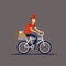 Cool male courier person character riding bicycle with delivery box. Courier bicycle delivery service. Local city