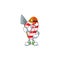 Cool Miner christmas candy cane cartoon mascot design style