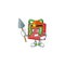 Cool Miner red gift box cartoon mascot design style