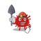 Cool miner worker of buldecovirus cartoon character design