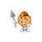 Cool miner worker of chocolate chips love cartoon design concept