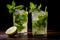Cool Mojito cocktail green glass. Generate Ai
