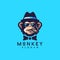 Cool monkey logo design vector illustrator