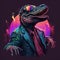 Cool neon party alligator. Generative AI Not based on any actual scene