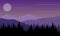 A cool night in the countryside with nice scenic mountains. Vector illustration
