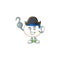 Cool one hand Pirate white hoppang cartoon character wearing hat