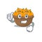 Cool orange fruit basket cartoon design style making Thumbs up gesture