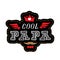 Cool Papa - t-shirt print. Happy father\\\'s day. Vector illustration. Patch with lettering, moustache, crown, wings and hearts