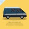 Cool passenger minivan van in flat style on yellow background