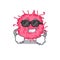 Cool pathogenic bacteria cartoon character wearing expensive black glasses