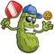 Cool pickleball cartoon character with attitude wearing sunglasses and brimmed hat