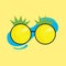 Cool pineapple glasses on yellow background