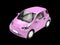 Cool pink compact urban car on black background