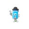 Cool pirate of wall hand sanitizer cartoon design style with one hook hand