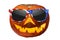 Cool pumpkin halloween wearing sunglasses flag usa isolated on white
