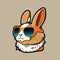 Cool rabbit in sunglasses. Sticker. Illustration for t-shirt printing