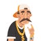 Cool Rapper Senior Man Character in Trendy Clothes Vector Illustration