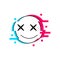 Cool rave glitch face icon. Flat style illustration isolated on white background. Vector EPS 10