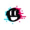 Cool rave glitch face icon. Flat style illustration isolated on white background. Vector EPS 10