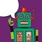 Cool Robot showing OK sign. Pop art poster