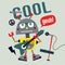 Cool robotic playing guitar funny cartoon