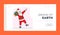 Cool Santa Claus Listen Music on Tape Recorder and Dancing Landing Page Template. Funny Christmas Character in Costume