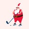 Cool Santa Clause wearing Black Goggles with Ice Hockey