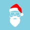 Cool Santa portrait with beard and Christmas hat