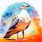 Cool Seagull Standing In Front Of Colorful Abstract Background