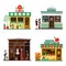 Cool set of detailed flat design city public buildings