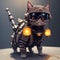 Cool single swat special ops cat with weapon. AI generated