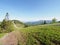 Cool slope at Klimczok mount in Silesian Beskids Mountains range landscape near european Bielsko-Biala city in Poland