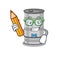 Cool smart oil drum student character holding pencil