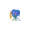 Cool smart Student blue love balloon mascot with a pencil