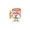 Cool smart Student candle in glass character holding pencil