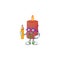 Cool smart Student red candle character holding pencil