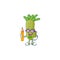 Cool smart Student wasabi mascot with a pencil