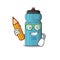 Cool smart Student water bottle Scroll character holding pencil