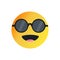 Cool smiling emoji with sunglasses.