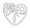 Cool steampunk mechanical heart, hand drawn illustration