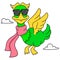 A cool style pelican flying with sunglasses. doodle icon image kawaii