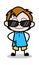 Cool Sunglasses - School Boy Cartoon Character Vector Illustration