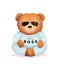 Cool Teddy Bear in Sunglasses Bossy Look Fun Print