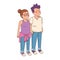 Cool teenager girl and boy, flat design