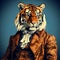 Cool Tiger In A Suit Iconic Pop Culture Print With Victorian Era Twist