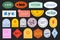 Cool Trendy Y2K Stickers Pack. Cyberpunk Patches. Futuristic Signs