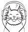 Cool vector art of cat with headphone. music picture, eps 10 on layers