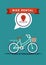 Cool vector poster or banner template on city bike hire rental tours for tourists and city visitors. Travel and tourism