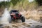 Cool view on hard ride UTV in muddy water